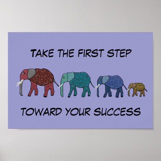 Première étape vers le succès Motivational Poster (Devant)