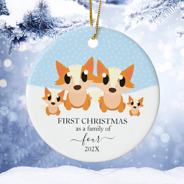 Première Famille De Noël De 4 Renards Ornement De  (First Christmas Family Of 4 Fox Christmas Ornament
)