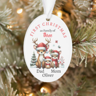 Première famille de Noël de trois Keepsaké Photo