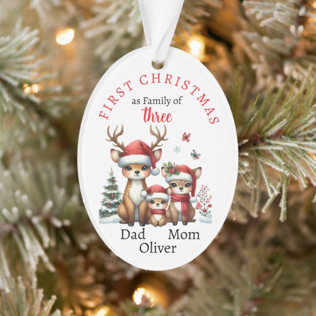 Première famille de Noël de trois Keepsaké Photo (Arbre)