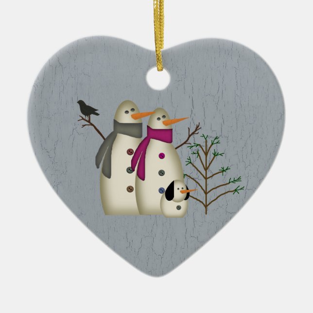 Première fête de Noël Couple de neige et Ornement  (Devant)