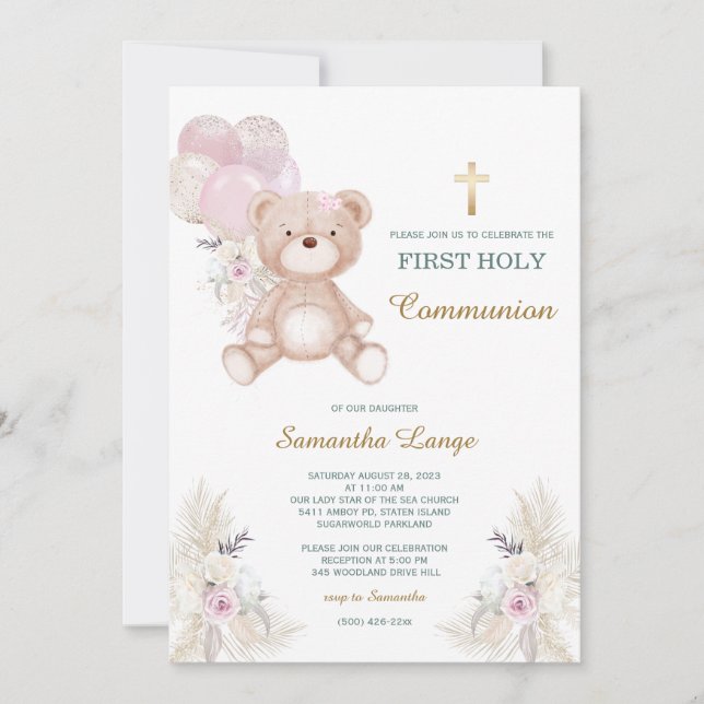 Première Fille Invitation Communion (Devant)