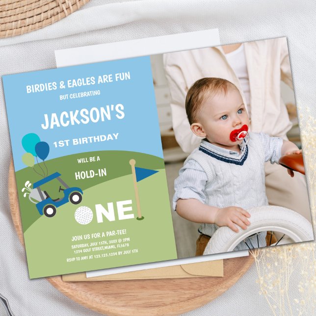 Première Golf Invitations d'anniversaire avec phot (First Golf Birthday Invitations with photo)