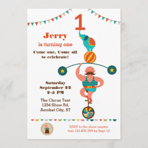 Première invitation d'anniversaire de cirque