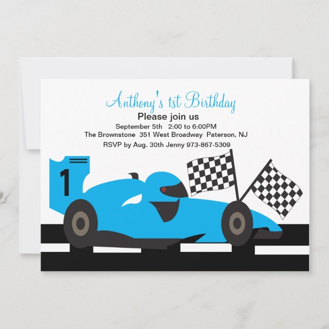 Première invitation d'anniversaire de course de (Devant)