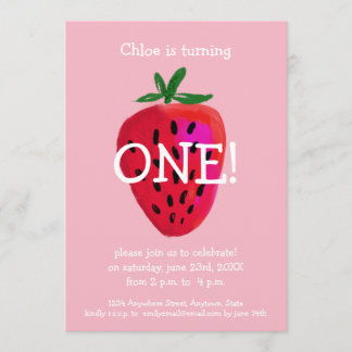 Première invitation d'anniversaire de fraise