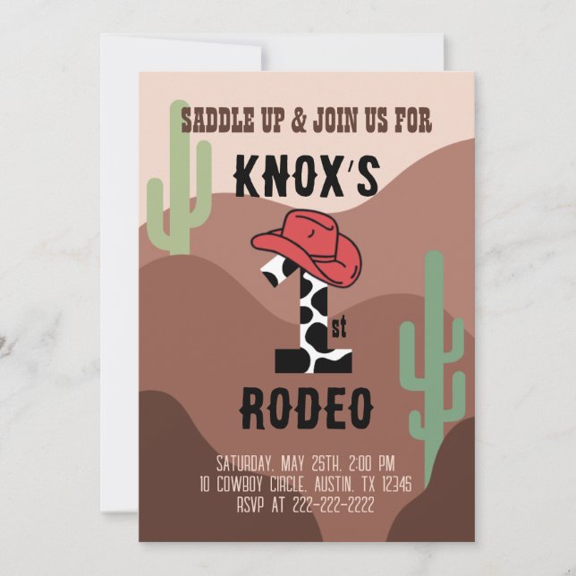 Première invitation d'anniversaire de rodéo (Devant)