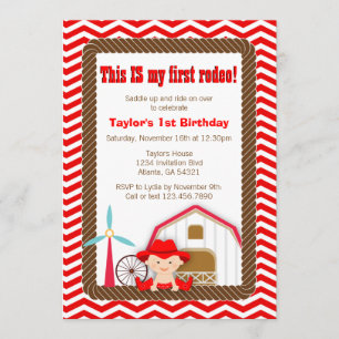 Première invitation d'anniversaire de rodéo