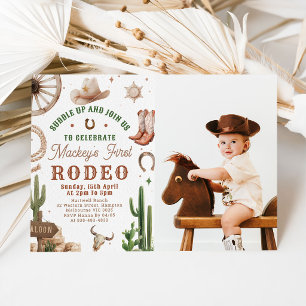 Première invitation d'anniversaire de rodéo wester
