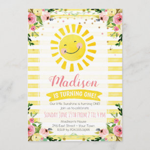 Première invitation d'anniversaire de soleil,