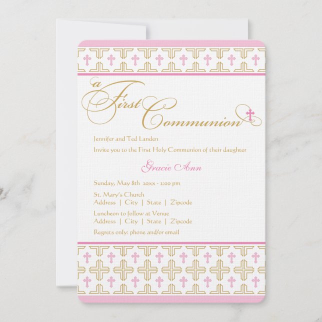 Première invitation de communion de fille (Devant)