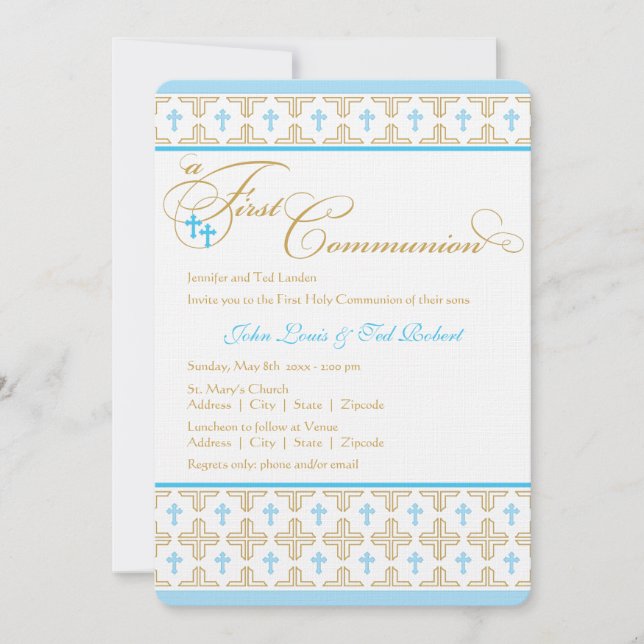 Première invitation de communion de garçons (Devant)