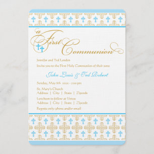 Première invitation de communion de garçons