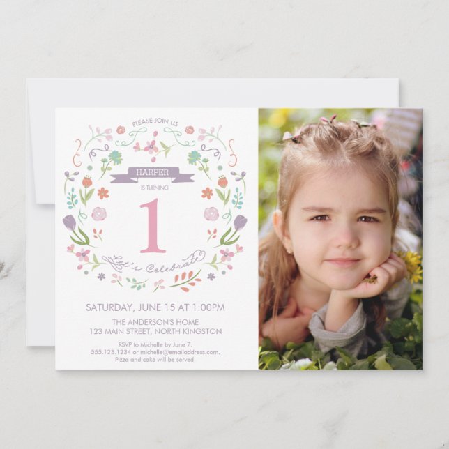 Première Invitation de fête d'anniversaire avec ph (Devant)