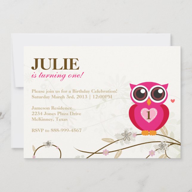 Première invitation de fête d'anniversaire de (Devant)