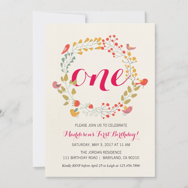 Première invitation de l'anniversaire du bébé (Devant)