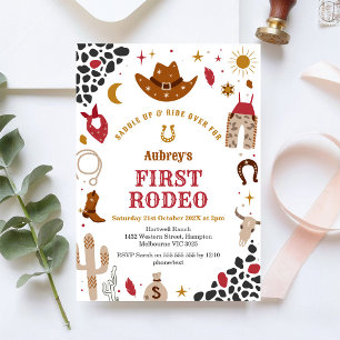 Première invitation de rodéo cowboy western pour 1