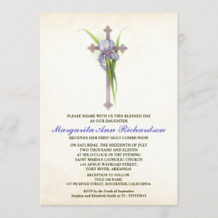Première invitation de sainte communion - croix