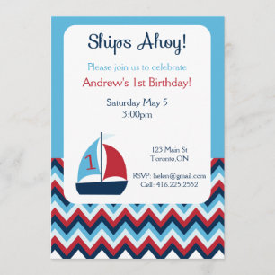 Première invitation nautique d'anniversaire