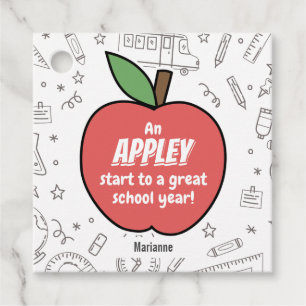 Première journée de l'école étiquette cadeau pomme