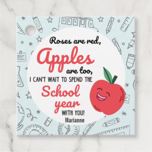 Première journée de l'école étiquette cadeau pomme