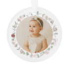 Première Noël de Bébé Fille en Rose Photo