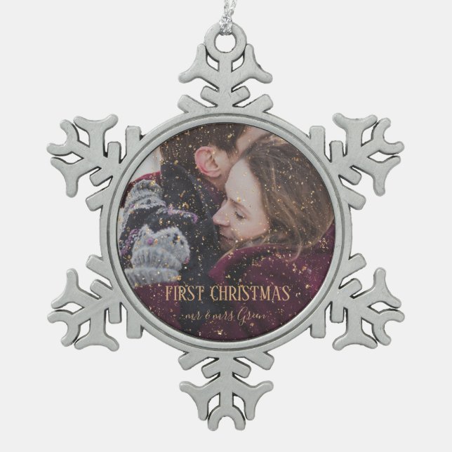 Première Parties scintillant d'or de Noël Ornement (Devant)