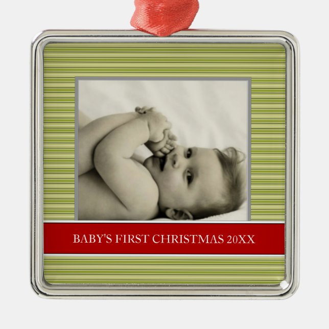 Première photo de Noël de bébé Ornements de Noël (Devant)