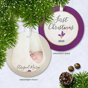 Première photo de Noël du bébé Purple & Gold