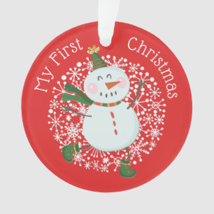 Première photo de Noël du bébé Snowman Snowflakes
