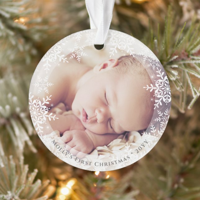 Première photo d'un bébé de Noël Elegant Snowflake (Arbre)
