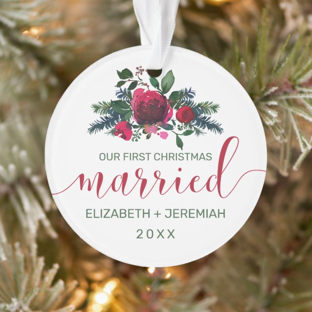Première photo d'un Rose d'aquarelle marié à Noël (Arbre)