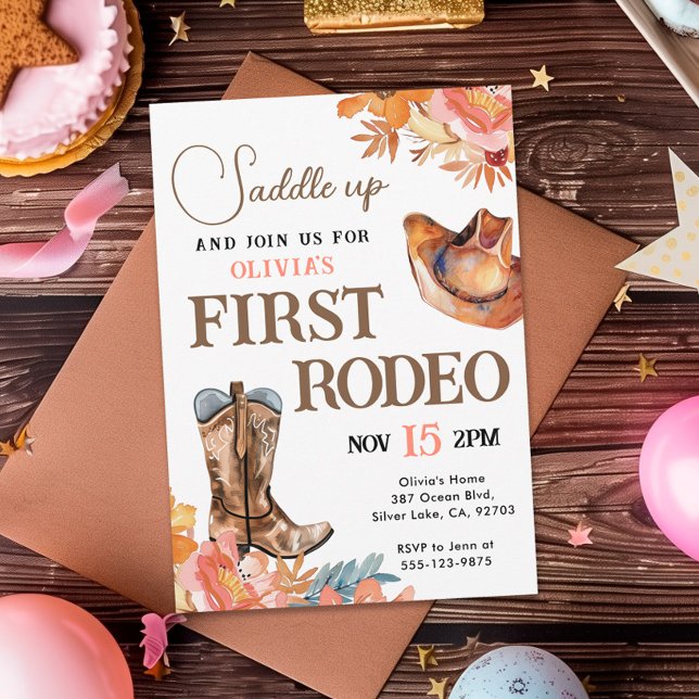Première Rodéo Western Girl 1er Invitation anniver (Créateur téléchargé)
