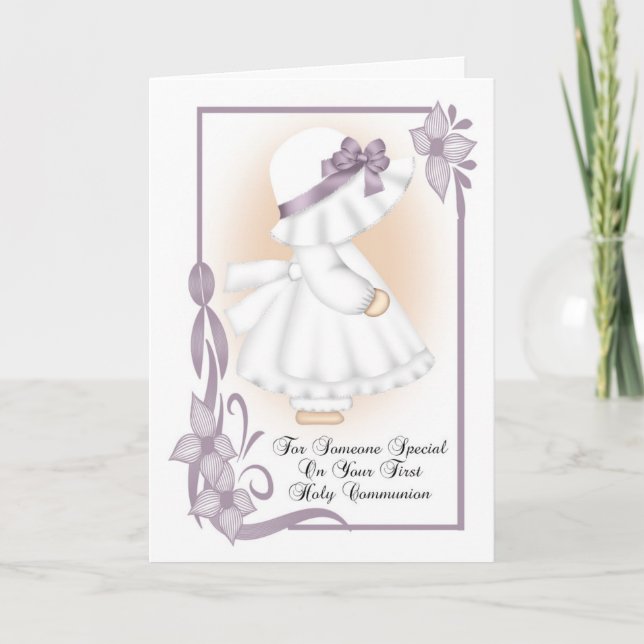 Première Sainte Communion Carte de voeux Petite fi (Devant)
