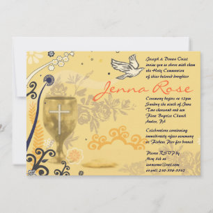 Première Sainte Communion Chalice Dove Invitation
