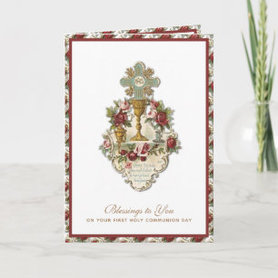 Première Sainte Communion élégante Jésus Carte Vin