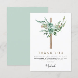 Première Sainte Communion Merci Vert Sage Invi