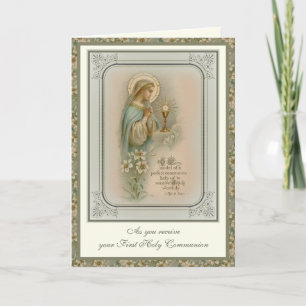 Première Sainte Communion Vierge Marie Carte Eucha
