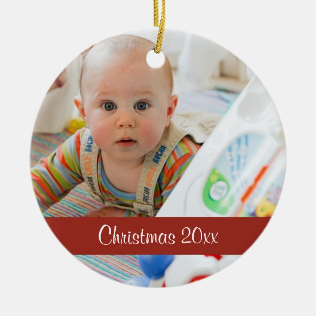 Première tenue de Noël Ornement photo personnalisé (Devant)