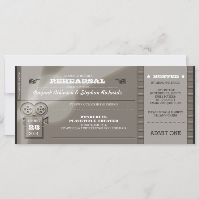 Première vidéo REHEARSAL DINNER Billets Invitation (Devant)