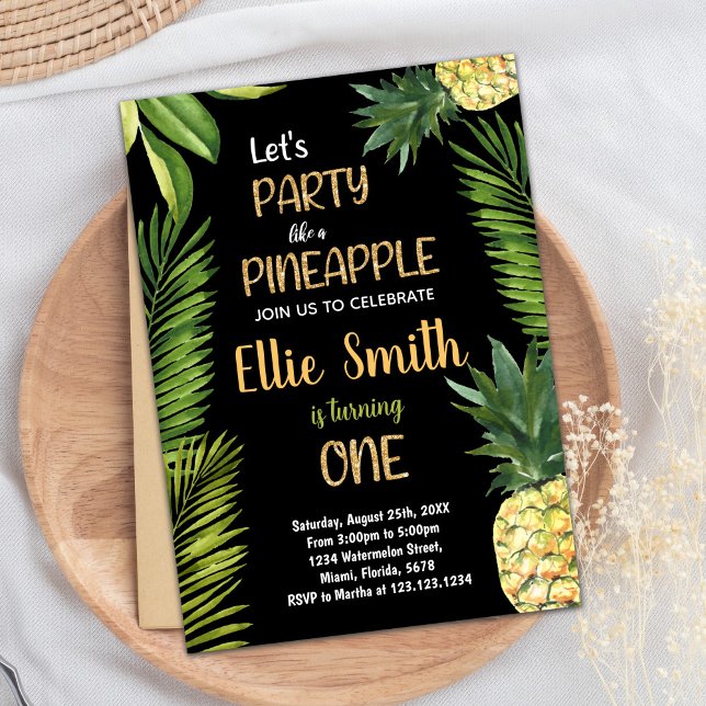 Premières invitations pour l'Anniversaire de l'ana (First Green Pineapple Birthday Invitations)