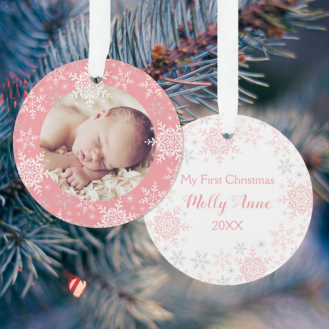 Premiers flocons d'argent rose de Noël pour bébé (Créateur téléchargé)