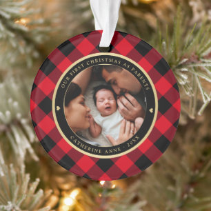 Premiers parents de Noël Russe Rouge Plaid Photo