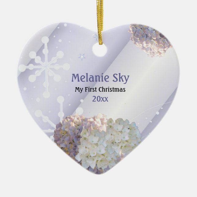 Premiers Snowflakes de Noël pour bébé ornement flo (Devant)