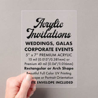 Premium 40 Mil Clear Acrylic Invitation