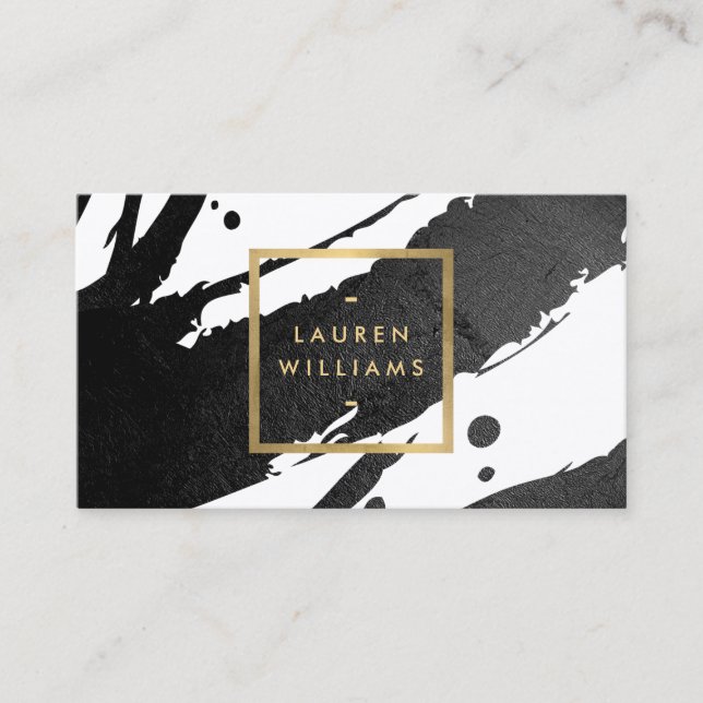 Premium Abstract Black Ink Brushstrokes Business Card (Front)