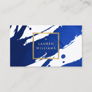Premium Abstract Indigo Blue Brushstrokes Business Card
