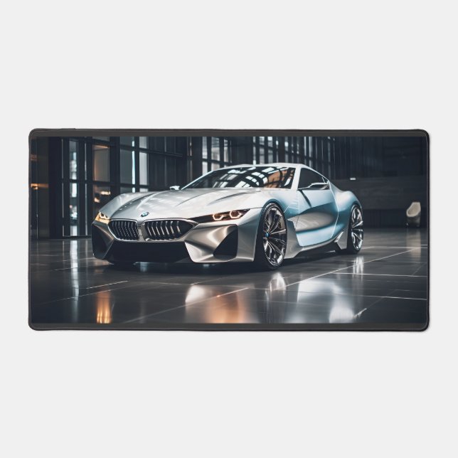 Premium Aluminum Futuristic Race Car Desk Mat (Front)