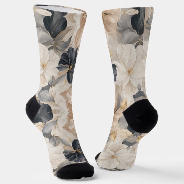 Premium Artistic Floral Abstraction Socks (Angled)
