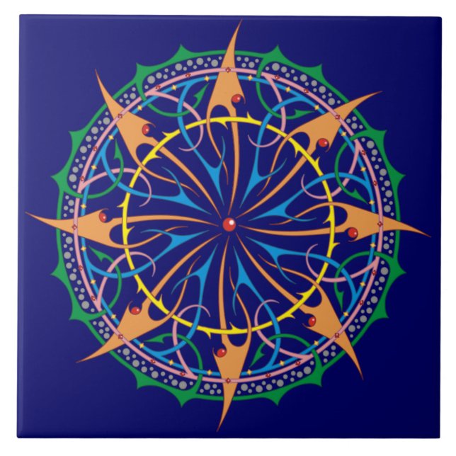 Premium Artistic Oceanic Spiral Design Tile (Front)